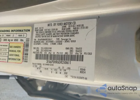 2013 Ford Fusion Se from USA, damaged, VIN 3FA6P0HR6DR350611